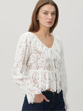 Michael Kors Corded Floral Lace Blouse